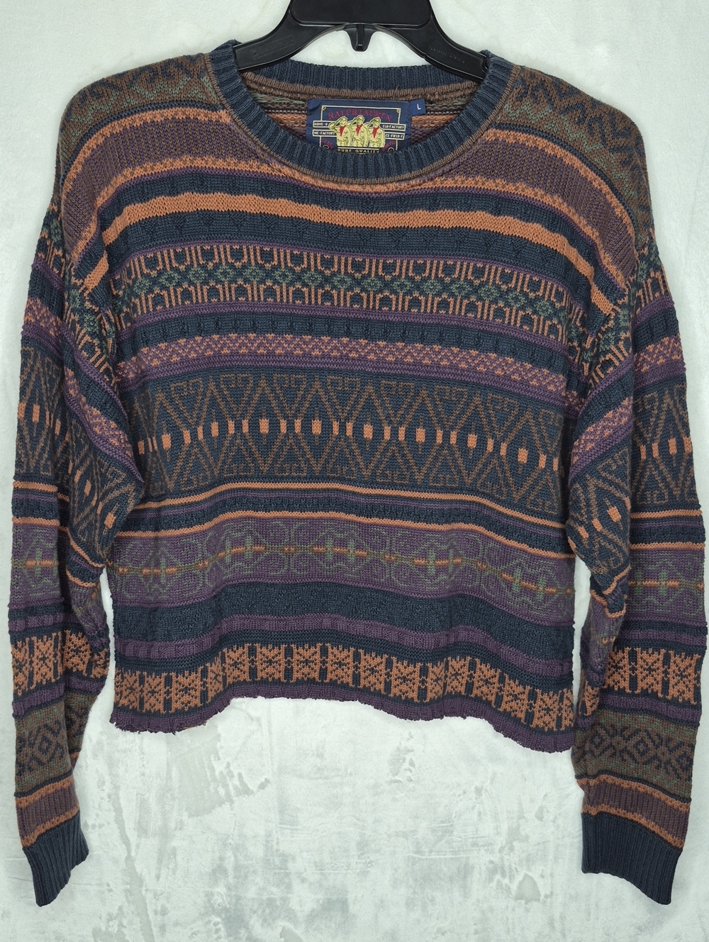 Vintage Chaps Ralph Lauren Fair Isle Knit Cropped Sweater Large L